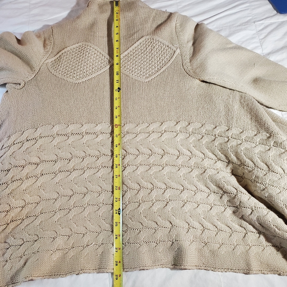 LOVE CRAZY Cable Knit Duster Cardigan Waterfall Style Open Front Size Lg. EUC - Picture 12 of 14